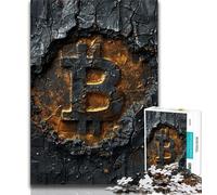 Puzzles 1000 Pieces for Teenagers Black Bitcoin Logo Teenager Jigsaw,learning Educational for Is Ideal As A Gift for The Whole Family 38x26cm