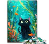 Puzzles 1000 Pieces for Teenagers Black Cat Adult Jigsaw,Educational Games Wall Decoration Unique Birthday And Xmas Gifts (75x50cm)