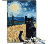 Puzzles 1000 Pieces for Teenagers Black Cat in The Wheat Field for Age 14 Years And over Decompressing Intellectual Educational Toy Great Gift (size 26x38cm)