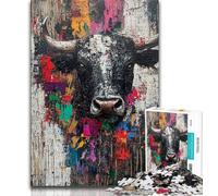 Puzzles 1000 Pieces for Teenagers Black Gold Bull,Challenging Game And Family Play Educational Game for Birthday,Chrismas (38x26cm)