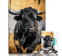 Puzzles 1000 Pieces for Teenagers Black Gold Bull,family Fun Games Fun at Home Activities,Birthday Present,Travel Gifts 50x75cm