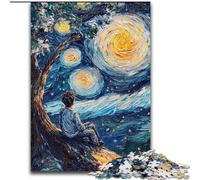 Puzzles 1000 Pieces for Teenagers Boy Under The Stars,Family Game Stress Reliever Difficult Challenge Enhance Love between Couples 38x26cm