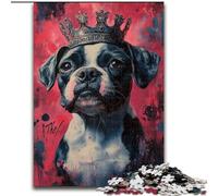 Puzzles 1000 Pieces for Teenagers Bulldog Wearing A Crown, for 14+ Challenging Game As A Gift for The Whole Family And Friends (Size 50x75cm)