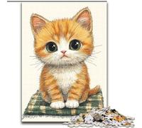 Puzzles 1000 Pieces for Teenagers Cat Sitting on The Mat for Age 14 Years And over Family Games Christmas Game Presents for Women 50x75cm