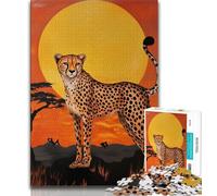 Puzzles 1000 Pieces for Teenagers Cheetah Sunset Adult Jigsaw,Educational Games Wall Decoration Unique Birthday And Xmas Gifts 26x38cm
