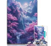 Puzzles 1000 Pieces for Teenagers Cherry Blossom Waterfall Adult Jigsaw,Brain Intelligence Challenge Addictive Toys for Home Decoration (size 38x26cm)