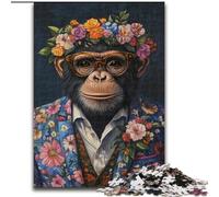 Puzzles 1000 Pieces for Teenagers Chimpanzee in Suit, Decompressing Intellectual Educational Toy Birthday Present, Gifts (Size 50x75cm)
