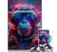Puzzles 1000 Pieces for Teenagers Chimpanzee Wearing Sunglasses Teenager Puzzles,Challenging Game for Is Ideal As A Gift for The Whole Family (size 38x26cm)