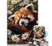 Puzzles 1000 Pieces for Teenagers Chrysanthemum Red Panda Adult Jigsaw,Brain Intelligence Challenge Addictive Toys for Home Decoration (size 38x26cm)