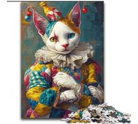 Puzzles 1000 Pieces for Teenagers Clown Cat, Analysis And Logic with Fully Interlocking Randomly Shaped Pieces for And Age 14 Years Up (Size50x75cm)