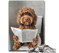 Puzzles 1000 Pieces for Teenagers Cocker Spaniel on The Toilet Adult Jigsaw,Educational Games Wall Decoration Unique Birthday And Xmas Gifts (75x50cm)