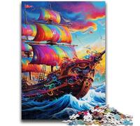 Puzzles 1000 Pieces for Teenagers Colorful Pirate Ship Adult Jigsaw,Educational Games Wall Decoration Unique Birthday And Xmas Gifts (75x50cm)