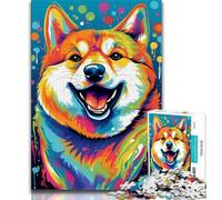 Puzzles 1000 Pieces for Teenagers Colourful Shiba Adult Jigsaw,Brain Intelligence Challenge Addictive Toys for Home Decoration (size 75x50cm)