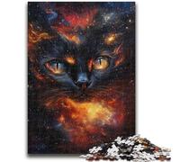 Puzzles 1000 Pieces for Teenagers Cosmic Flame Black Cat for And from 14 Years And over Hands-on Game Christmas Game Gifts 50x75cm
