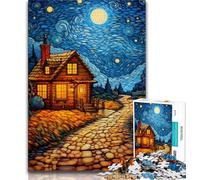 Puzzles 1000 Pieces for Teenagers Countryside Under The Night Sky,Family Game Stress Reliever Difficult Challenge Enhance Love between Couples 75x50cm