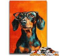 Puzzles 1000 Pieces for Teenagers Dachshund Wearing Glasses 1000 Pieces for Teenagers,Stress Reliever Difficult Challenge Secret Santa Gifts (75x50cm)