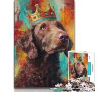Puzzles 1000 Pieces for Teenagers Dog Wearing A Crown 1000 Pieces for Teenagers,Stress Reliever Difficult Challenge Secret Santa Gifts 75x50cm