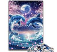 Puzzles 1000 Pieces for Teenagers Dolphin Couple Relax Games Educational Game for Birthday, Chrismas for And Age 14 Years Up 50x75cm