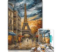 Puzzles 1000 Pieces for Teenagers Eiffel Tower Oil Painting,Challenging Game And Family Play Educational Game for Birthday,Chrismas (75x50cm)