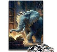 Puzzles 1000 Pieces for Teenagers Elephant Reading A Book Teenager Jigsaw,learning Educational for Is Ideal As A Gift for The Whole Family (38x26cm)