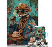 Puzzles 1000 Pieces for Teenagers Fashion Leopard,family Fun Games Fun at Home Activities,Birthday Present,Travel Gifts (38x26cm)