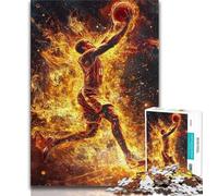 Puzzles 1000 Pieces for Teenagers Flame Basketball Teenager Jigsaw,learning Educational for Is Ideal As A Gift for The Whole Family 38x26cm