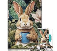 Puzzles 1000 Pieces for Teenagers Flowers And Rabbits,Challenging To Complete But Fun And Humorous Unique Birthday And Gifts 38x26cm
