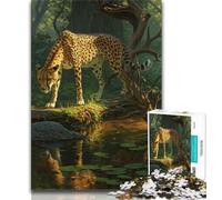 Puzzles 1000 Pieces for Teenagers Forest Jungle Deer Cheetah Adult Jigsaw,Educational Games Wall Decoration Unique Birthday And Xmas Gifts 75x50cm