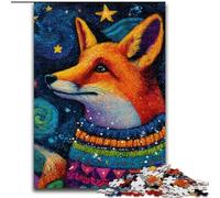 Puzzles 1000 Pieces for Teenagers Fox Wearing A Scarf, Family Game Stress Reliever Difficult Challenge A Work of Art for Ages 14+ (Size 50x75cm)