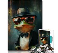 Puzzles 1000 Pieces for Teenagers Frog Wearing Glasses 1000 Pieces for Teenagers,Stress Reliever Difficult Challenge Secret Santa Gifts 26x38cm