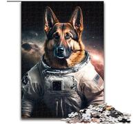 Puzzles 1000 Pieces for Teenagers German Shepherd Astronaut, Challenging Difficult with Fully Interlocking Randomly Shaped Pieces (Size 26x38cm)