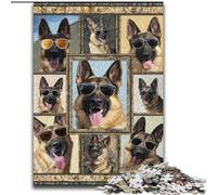 Puzzles 1000 Pieces for Teenagers German Shepherd Collage, Family Game Stress Reliever Difficult Challenge A Work of Art for Ages 14+ (Size 26x38cm)