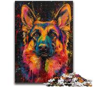 Puzzles 1000 Pieces for Teenagers German Shepherd Colour Family Fun Fun at Home Activities, Birthday Present,Travel Gifts, for And 14 Years Old 38x26cm
