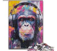 Puzzles 1000 Pieces for Teenagers Gorilla with Headphones, Challenging Game And Family Play with Fully Interlocking Randomly Shaped Pieces 26x38cm
