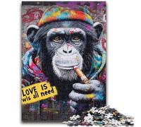 Puzzles 1000 Pieces for Teenagers Graffiti Chimpanzee Puzzles for Adults,Stress Reliever Difficult Challenge Secret Santa Gifts (26x38cm)