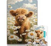 Puzzles 1000 Pieces for Teenagers Highland Cow Baby,Challenging To Complete But Fun And Humorous Unique Birthday And Gifts (75x50cm)