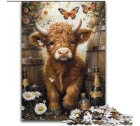 Puzzles 1000 Pieces for Teenagers Highland Cow, Stress Relief with Fully Interlocking Randomly Shaped Pieces for And 14 Years Old (size 26x38cm)