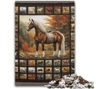 Puzzles 1000 Pieces for Teenagers Horse Collage 1000 Piece Jigsaw,Educational Games Home Decoration Birthday Present, Gifts, Wall Art (38x26cm)