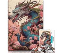 Puzzles 1000 Pieces for Teenagers Japanese Dragon Cherry Adult Jigsaw,Brain Intelligence Challenge Addictive Toys for Home Decoration (size 38x26cm)
