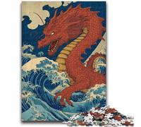 Puzzles 1000 Pieces for Teenagers Japanese Wave Dragon Puzzles for Adults,Stress Reliever Difficult Challenge Secret Santa Gifts (50x75cm)