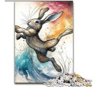 Puzzles 1000 Pieces for Teenagers Jumping Rabbit, Game Toys Every Piece Is Unique - Challenging Family Fun Game for for Age 14 (Size 26x38cm)