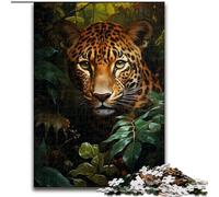 Puzzles 1000 Pieces for Teenagers Jungle Leopard, Challenging Game And Family Play with Fully Interlocking Randomly Shaped Pieces 26x38cm
