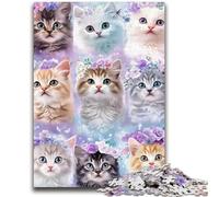 Puzzles 1000 Pieces for Teenagers Kitten Collage Adult Jigsaw,Educational Games Wall Decoration Unique Birthday And Xmas Gifts (75x50cm)