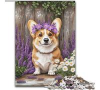 Puzzles 1000 Pieces for Teenagers Lavender Corgi, Learning Educational Toys Unique Birthday And Gifts for Age 14+ 26x38cm