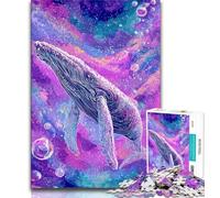 Puzzles 1000 Pieces for Teenagers Majestic Spiritual Whale, Pattern Assembly,with Matching Poster And Trivia Sheet for And Age 14 Years Up 38x26cm