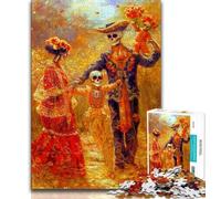 Puzzles 1000 Pieces for Teenagers Mexican Style Skull,Challenging Game And Family Play Educational Game for Birthday,Chrismas (38x26cm)
