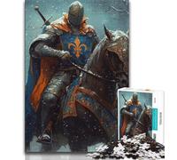 Puzzles 1000 Pieces for Teenagers Mighty Medieval Knight Adult Jigsaw,Educational Games Wall Decoration Unique Birthday And Xmas Gifts 26x38cm