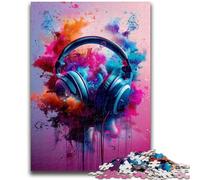 Puzzles 1000 Pieces for Teenagers Modern Colorful Splash Headphones Teenager Puzzles,Quiz Game Wall Decoration Unique Birthday And Xmas Gifts (50x75cm)