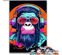 Puzzles 1000 Pieces for Teenagers Monkey Dj Music, Analysis And Logic with Fully Interlocking Randomly Shaped Pieces for And Age 14 Years Up (Size 26x38cm)