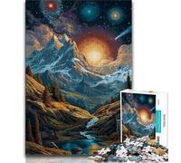 Puzzles 1000 Pieces for Teenagers Mountains Under The Night Sky 1000 Pieces for Teenagers,Learning Educational Toys Family Games Unique Birthday And Gifts 38x26cm